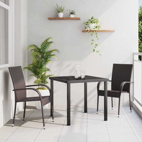 Ensemble de salle à manger pour jardin 3 pcs Marron Rotin PE 