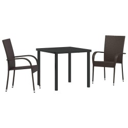 Ensemble de salle à manger pour jardin 3 pcs Marron Rotin PE 