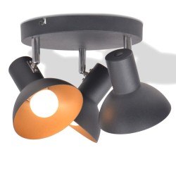 Plafonnier pour 3 ampoules E27 Noir et doré 