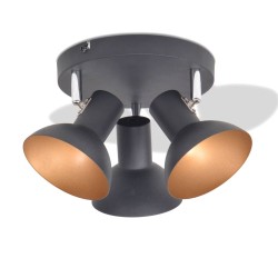 Plafonnier pour 3 ampoules E27 Noir et doré 