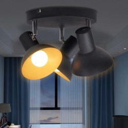 Plafonnier pour 3 ampoules E27 Noir et doré 