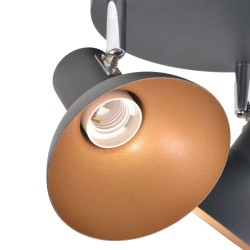 Plafonnier pour 3 ampoules E27 Noir et doré 