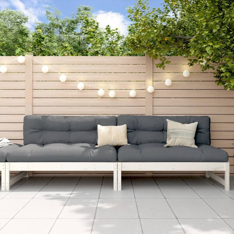 Canapés centraux de jardin 2pcs blanc 120x80 cm bois pin massif 