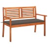 Banc de jardin 2 places avec coussin 120 cm Bois d'eucalyptus 