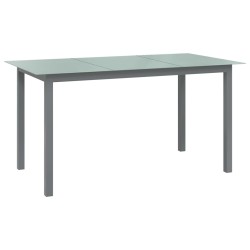 Table de jardin Gris clair 150x90x74 cm Aluminium et verre 