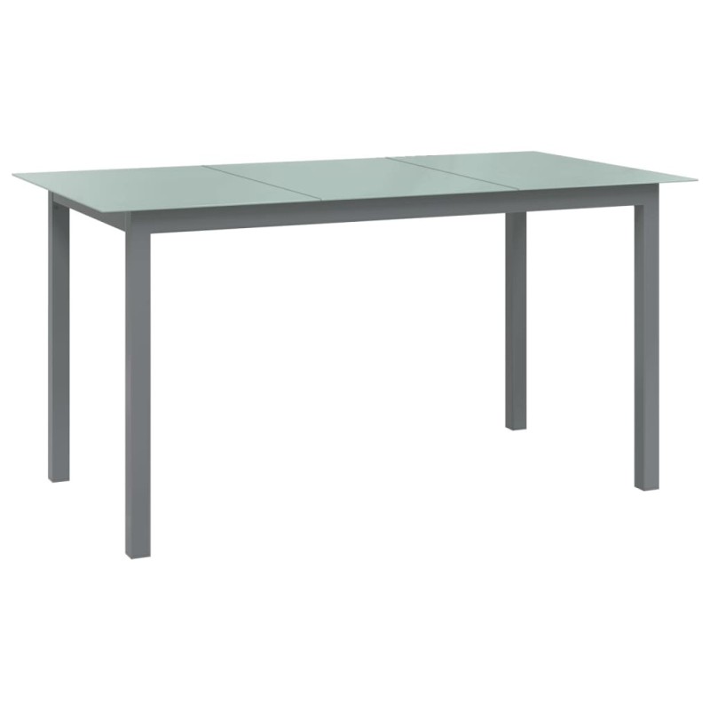 Table de jardin Gris clair 150x90x74 cm Aluminium et verre Table de jardin Gris clair 150x90x74 cm Aluminium et verre