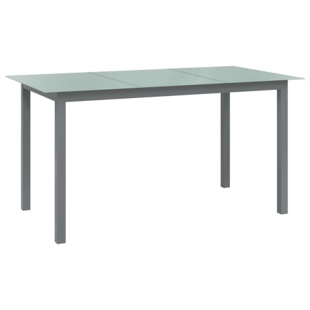 Table de jardin Gris clair 150x90x74 cm Aluminium et verre 