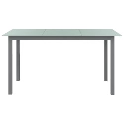 Table de jardin Gris clair 150x90x74 cm Aluminium et verre 