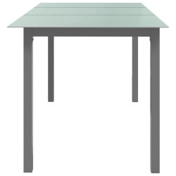 Table de jardin Gris clair 150x90x74 cm Aluminium et verre 
