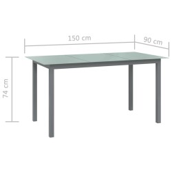 Table de jardin Gris clair 150x90x74 cm Aluminium et verre 