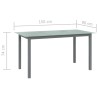 Table de jardin Gris clair 150x90x74 cm Aluminium et verre 