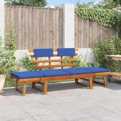 Banc de jardin avec coussins 2-en-1 190 cm Bois solide d'acacia 