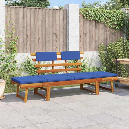 Banc de jardin avec coussins 2-en-1 190 cm Bois solide d'acacia 