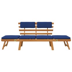 Banc de jardin avec coussins 2-en-1 190 cm Bois solide d'acacia 