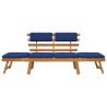 Banc de jardin avec coussins 2-en-1 190 cm Bois solide d'acacia 