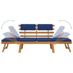 Banc de jardin avec coussins 2-en-1 190 cm Bois solide d'acacia 