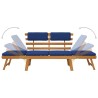 Banc de jardin avec coussins 2-en-1 190 cm Bois solide d'acacia 
