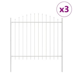 Clôture de jardin blanche avec un dessus en arc, 5,1 x 1,25 m, en acier 