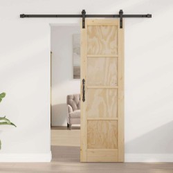 Porte Coulissante avec Kit de Quincaillerie 61x198.5 cm Bois Massif de Pin 