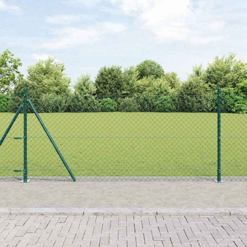 Jeu de Poteaux de Clôture Argent 25 x 1 m Acier galvanisé 