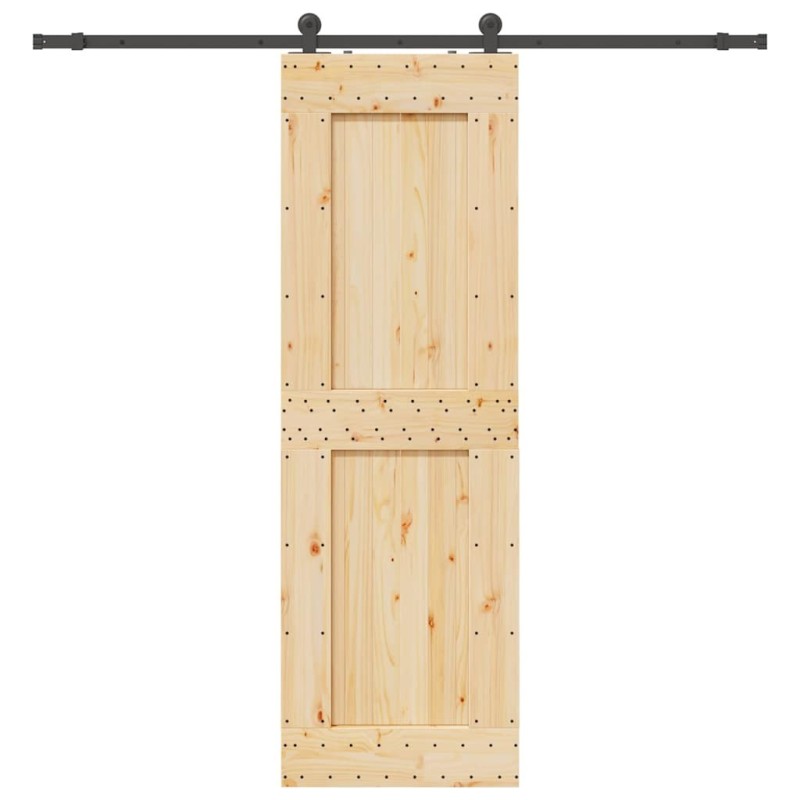 Porte coulissante et kit de quincaillerie 70x210 cm pin massif 