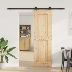 Porte coulissante et kit de quincaillerie 70x210 cm pin massif 