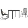 Ensemble de salle à manger de jardin 3 pièces en rotin noir 