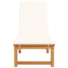 Chaise longue avec coussins crème en bois massif d'acacia 