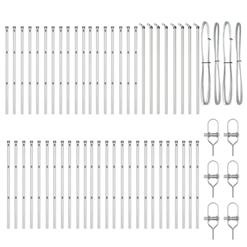 Poteaux de clôture 52 pièces Ø32 mm 80 cm en acier galvanisé 