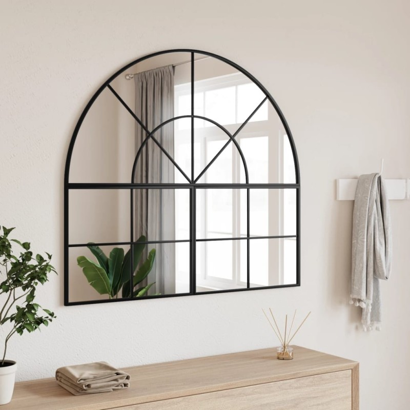 Miroir mural noir 100x90 cm arche fer 