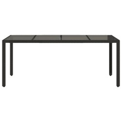 Table de jardin dessus en verre Noir 190x90x75cm Résine tressée 