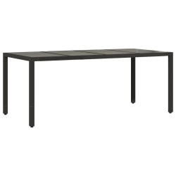 Table de jardin dessus en verre Noir 190x90x75cm Résine tressée 