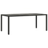 Table de jardin dessus en verre Noir 190x90x75cm Résine tressée 