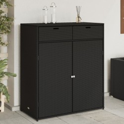 Armoire de rangement de jardin noir 105x55x113cm résine tressée 