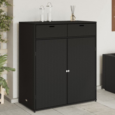 Armoire de rangement de jardin noir 105x55x113cm résine tressée 