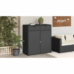 Armoire de rangement de jardin noir 105x55x113cm résine tressée 