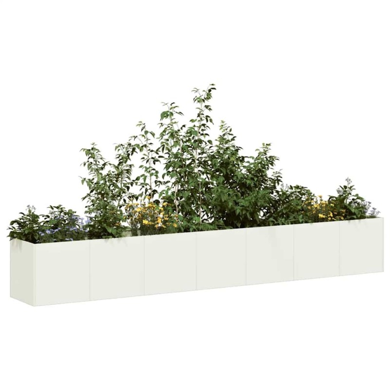 Jardinière blanc 280x40x40 cm acier laminé à froid 