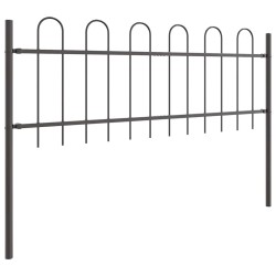 Clôture de jardin gris , sommet arrondi, 1,7 x 0,6 m, en acier 