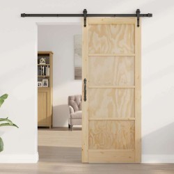 Porte coulissante avec set de matériel 83x202 cm Bois massif Pin 