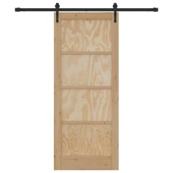 Porte coulissante avec set de matériel 83x202 cm Bois massif Pin 