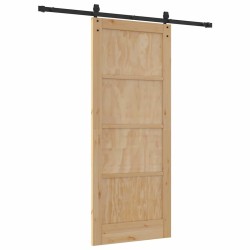 Porte coulissante avec set de matériel 83x202 cm Bois massif Pin 