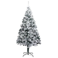 Sapin de Noël artificiel avec neige floquée vert 240 cm PVC 