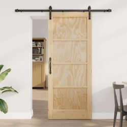Porte coulissante avec quincaillerie 83x202 cm en bois massif 