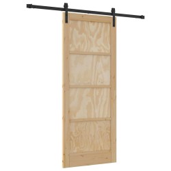 Porte coulissante avec quincaillerie 83x202 cm en bois massif 