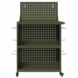 Chariot à outils avec étagère avec roue Vert olive 65 x 35 x 111 cm Métal 