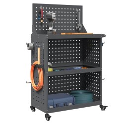 Chariot à outils avec étagère avec roue avec stockage Anthracite 65 x 35 x 111 cm 
