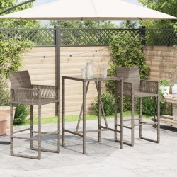 Table de bar d’extérieur gris 70x70x110 cm poly rotin 