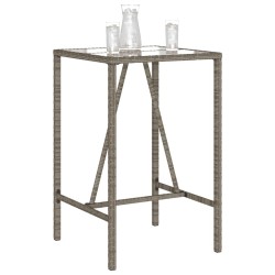 Table de bar d’extérieur gris 70x70x110 cm poly rotin 