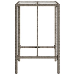 Table de bar d’extérieur gris 70x70x110 cm poly rotin 