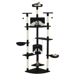 Arbre à chat avec griffoirs en sisal 203 cm noir et blanc 
